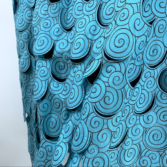 Sevier Skirts custom skirt, aqua and brown swirls with cutouts - Picture 4 of 8